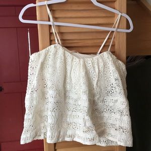 Free People White Lace Top